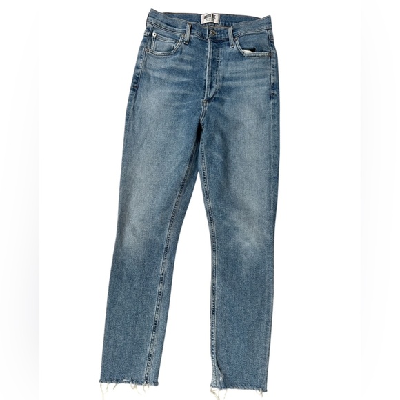 Agolde “Nico” High Rise Slim Fit Jeans, Button Fly, Cutoff Hem — Size 25 - Picture 2 of 8